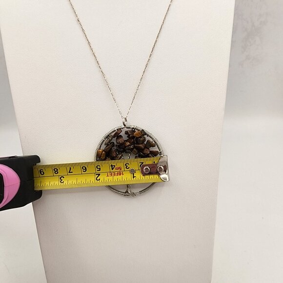 Handmade Tree Of Pendant With Tigers Eye Stones Fall Foliage Nature Lover - Picture 5 of 5